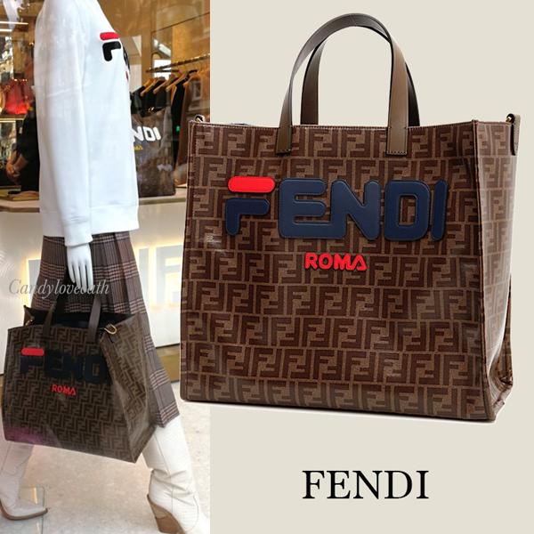 2024新作 フェンディスーパーコピー FENDI FILA トートショッパー マルチカラー ファブリックバッグ 8BH357A5N6F155V